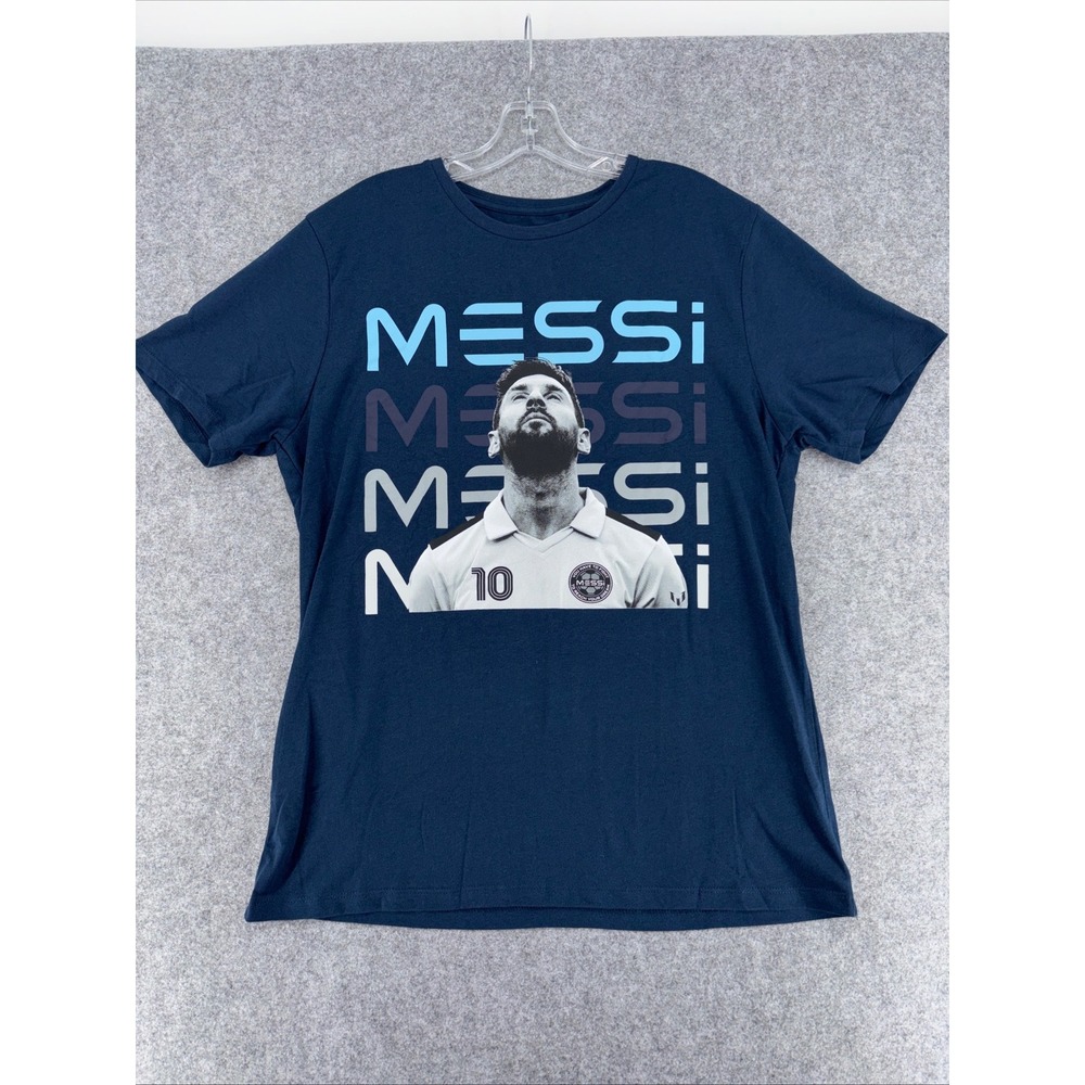 Messi Collection Mens Graphic T-Shirt Navy Blue Soccer Lionel Messi Size Large